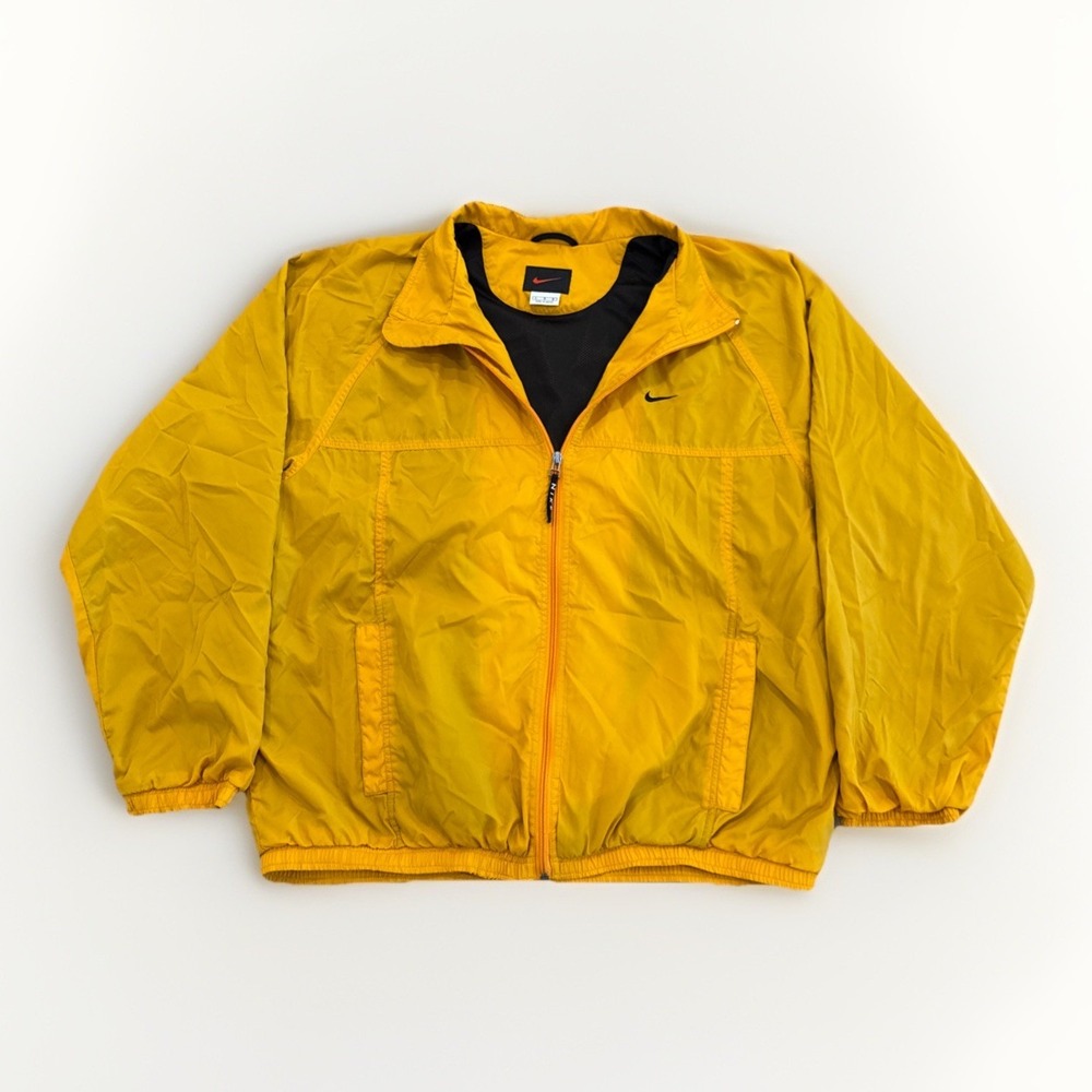 Vintage Nike Jacket Mens L Yellow Track Full‎ Zip Warm Up Swoosh Y2k Windbreaker